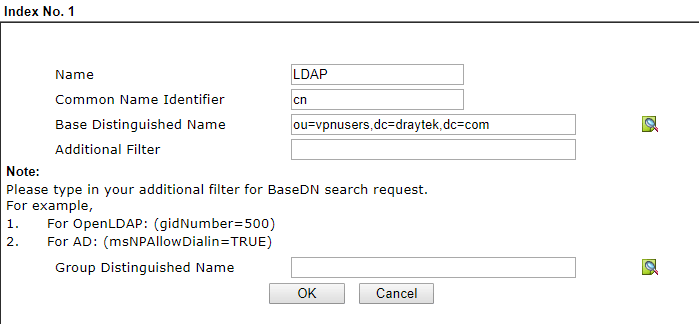 a screenshot of DrayOS LDAP settings